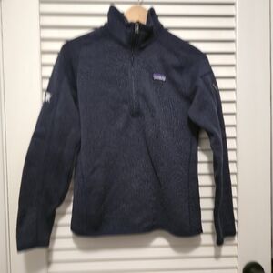 Patagonia Women's Quarter Zip Better Sweater Fleece Pullover SMALL Navy Blue EUC
